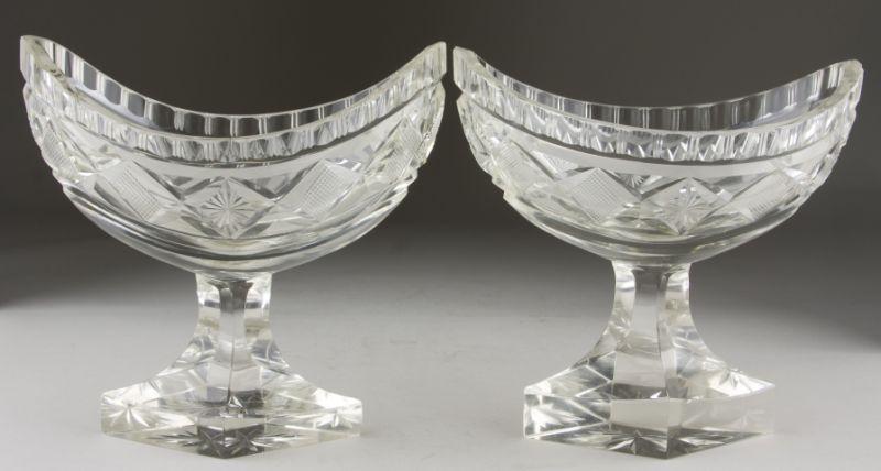 Appraisal: Pair of Irish Cut Glass Sweetmeat Dishes th c each