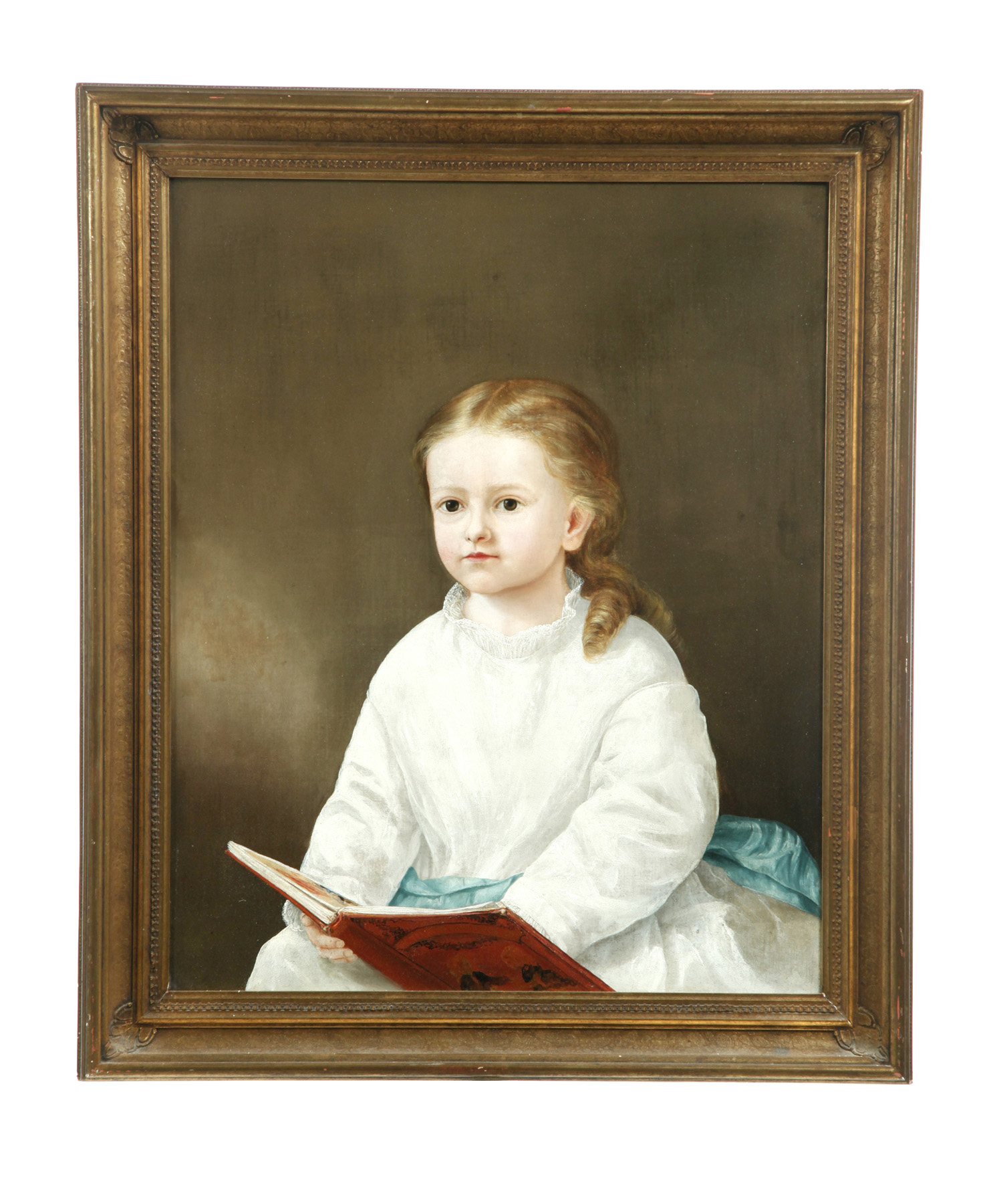 Appraisal: PORTRAIT OF A GIRL AMERICAN SCHOOL S Oil on canvas