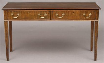 Appraisal: GEORGE III-STYLE MAHOGANY SIDE TABLE The cock-beaded frieze drawers with