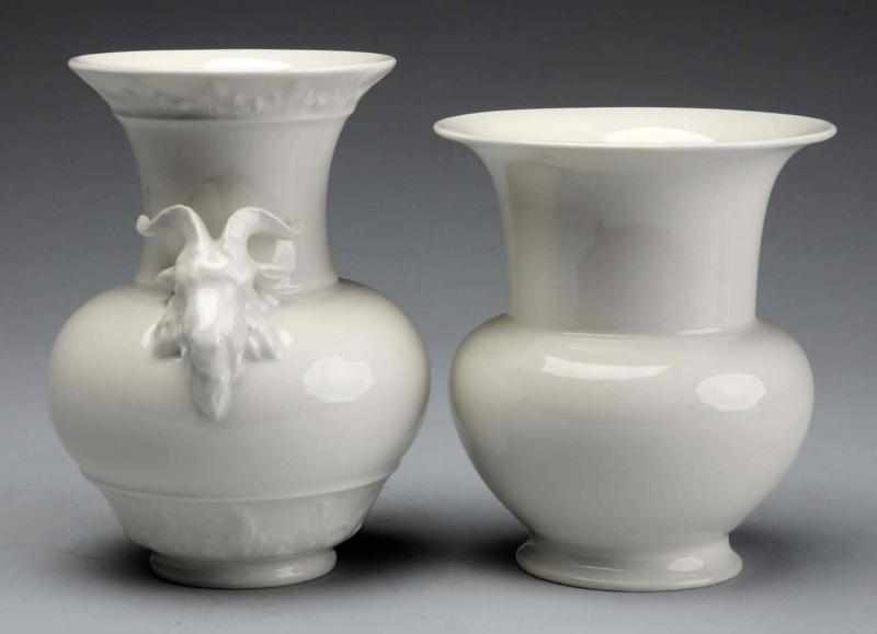 Appraisal: Pair of White Porcelain Vases Circa Both retain original blue