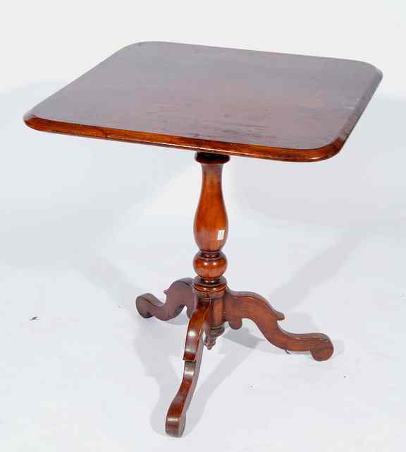 Appraisal: A VICTORIAN MAHOGANY SQUARE TOPPED TRIPOD TABLE wide