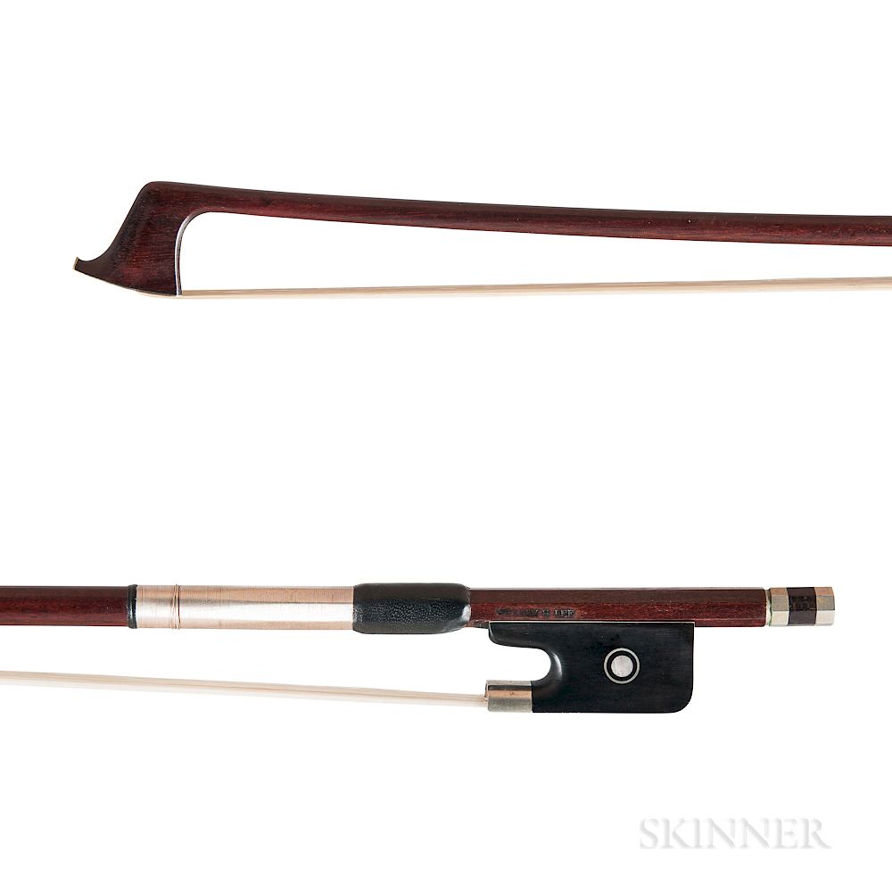 Appraisal: Nickel-mounted Viola Bow Nickel-mounted Viola Bow the round stick stamped