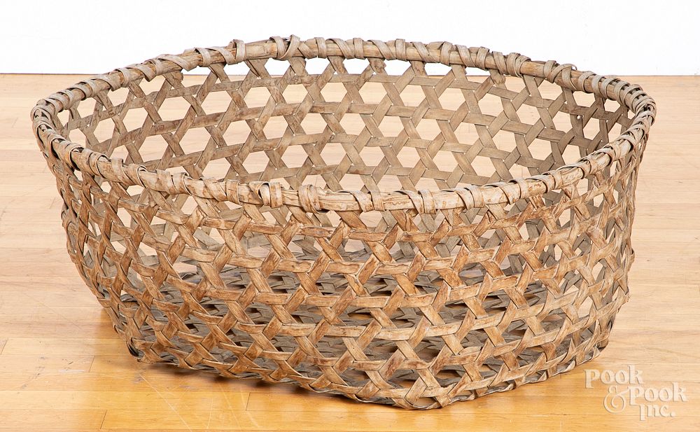 Appraisal: Large cheese basket th c Large cheese basket th c