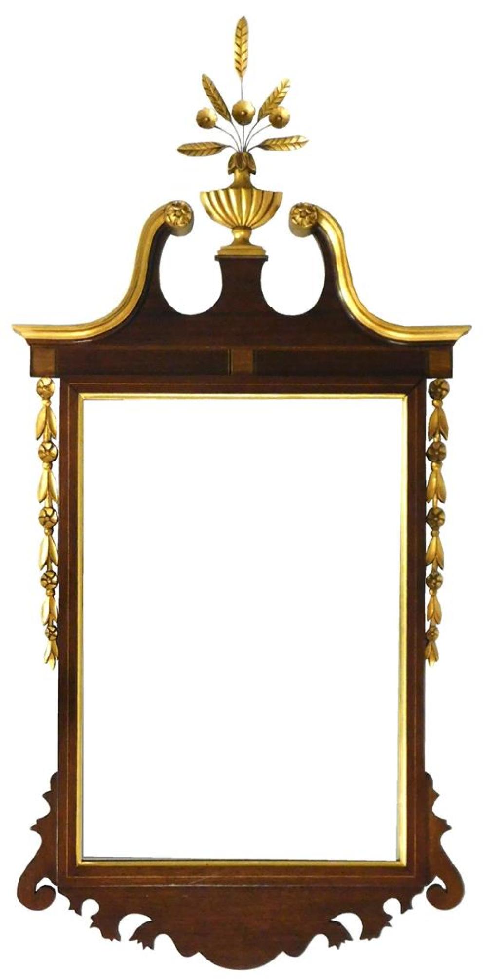 Appraisal: Federal style wall mirror mahogany gilt urn finial over broken