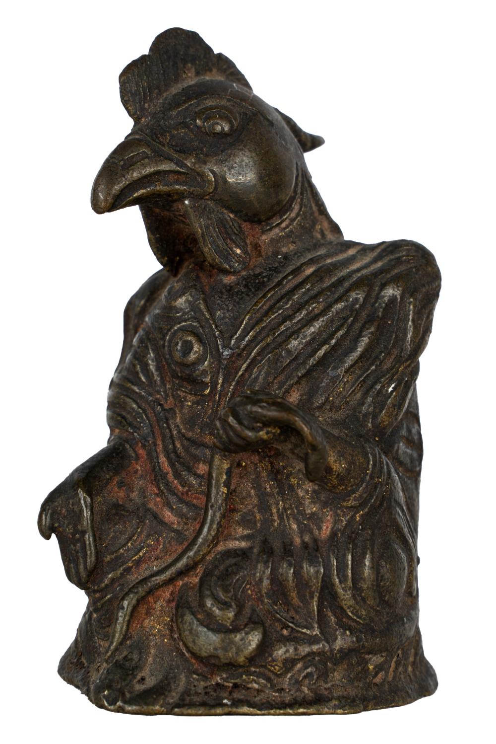 Appraisal: CHINESE BRONZE ROOSTERdepicting Zodiac figure inches high Condition