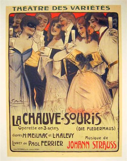 Appraisal: piece Color Lithographic Poster Dola Georges Clauve-Souis Fledermaus N p