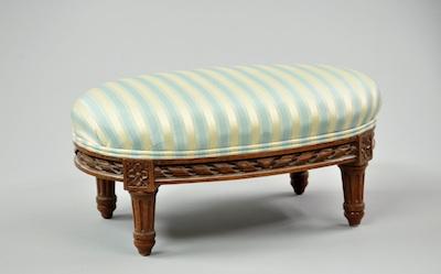 Appraisal: A Delicate Louis XVI Style Foot Stool The upholstered oval