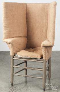 Appraisal: Contemporary country ''make-do'' wing back chair overall - '' h