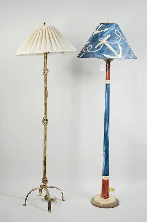 Appraisal: Two Floor Lamps Two floor lamps comprising a painted iron