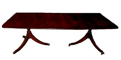 Appraisal: Federal-style mahogany and band inlay double pedestal dining tableamerica or