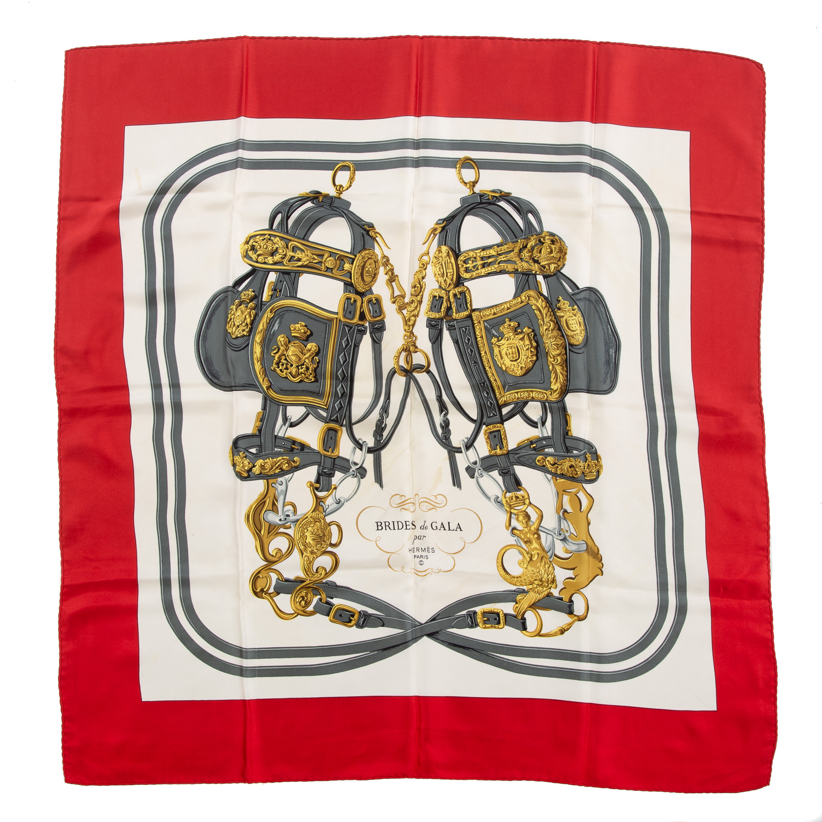 Appraisal: AN HERMES BRIDES DE GALA SCARF Red and multicolor Hermes