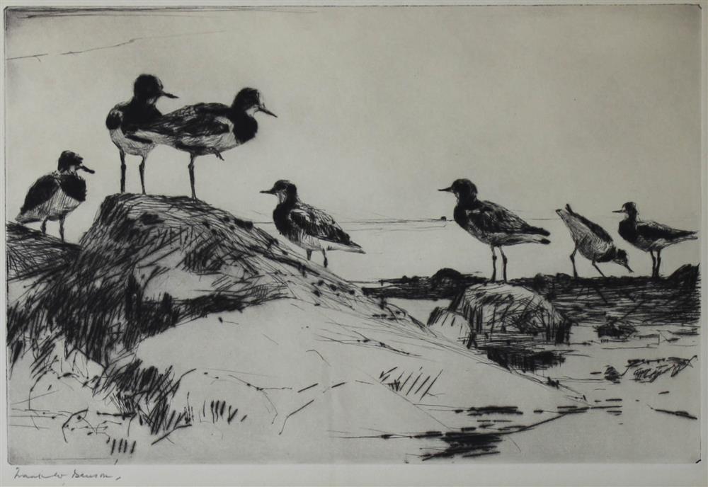 Appraisal: FRANK BENSON AMERICAN - TURNSTONES Drypoint etching x in sight