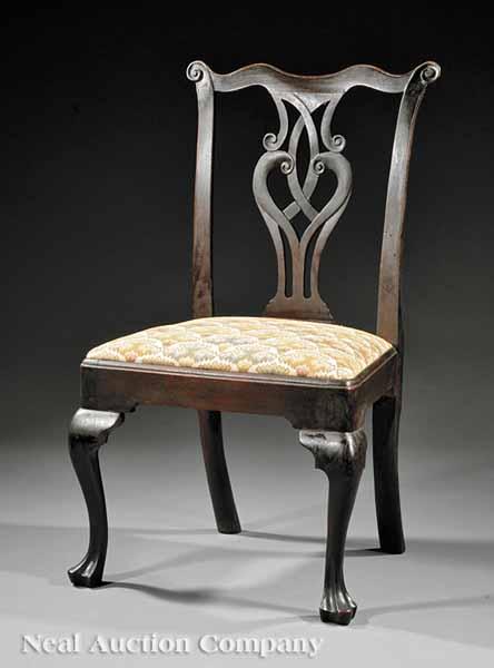 Appraisal: An American Queen Anne Carved Walnut Side Chair mid- th