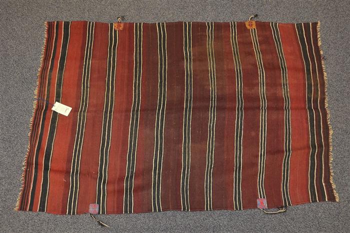 Appraisal: Flat Weave blankets with Stripes th Century Morocco one measures