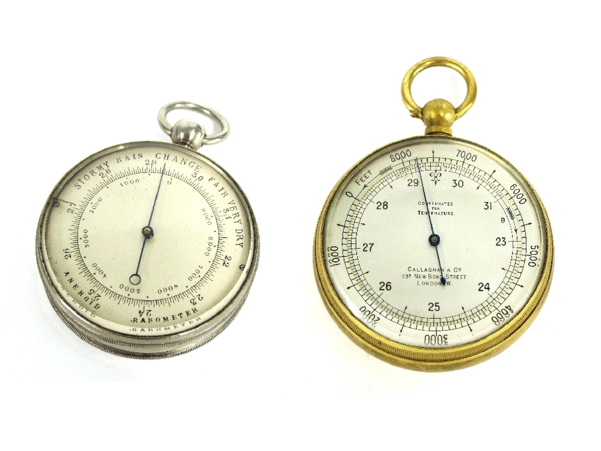 Appraisal: Compensated pocket barometer inscribed Callaghan Company A New Bond Street