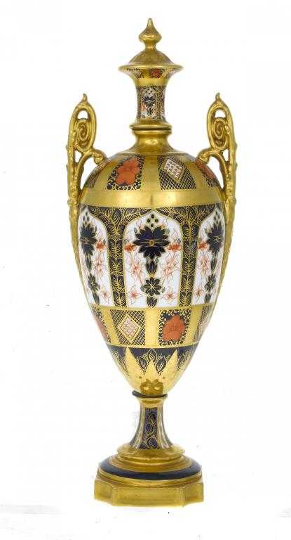 Appraisal: A ROYAL CROWN DERBY TWO HANDLED OVOID IMARI PATTERN VASE