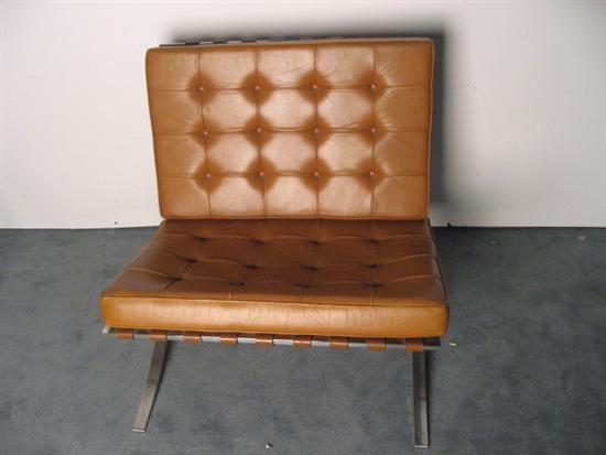 Appraisal: A Tan Leather and Chrome Barcelona Chair for Knoll Purchased