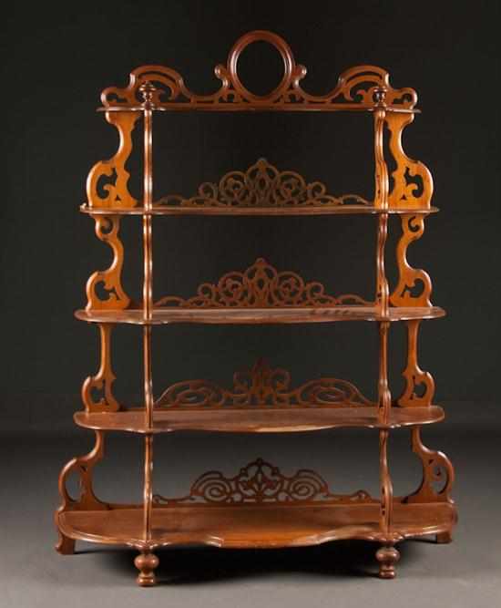 Appraisal: American Rococo Revival carved walnut five-tier etagere mid th century