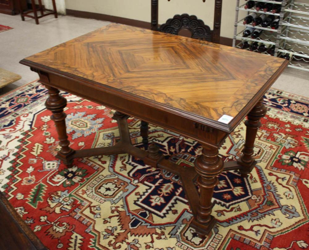 Appraisal: RENAISSANCE STYLE WALNUT AND BURL WALNUT CENTER TABLE German c