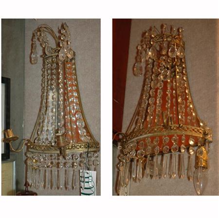 Appraisal: Pair of Empire Style Gilt-Metal and Glass Two-Light Sconces Estimate