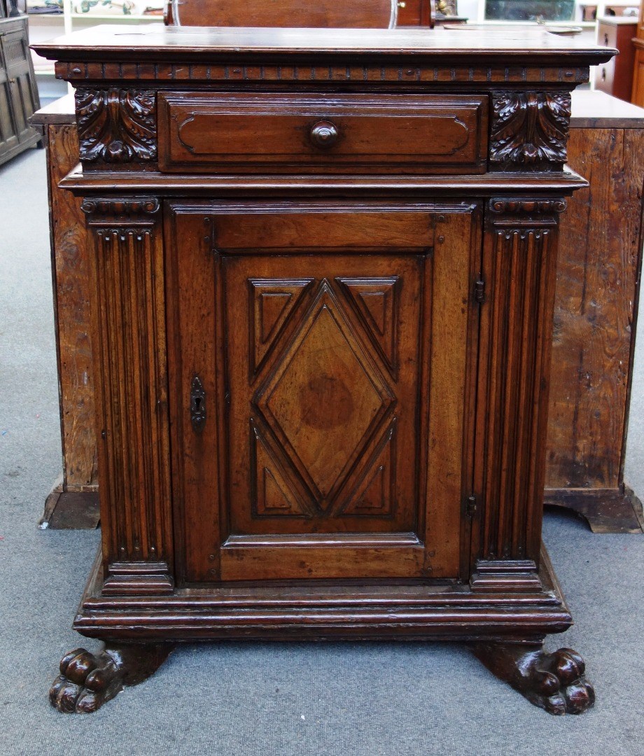 Appraisal: A th century and later Italian walnut side cabinet with