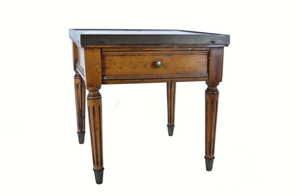 Appraisal: SMALL LOUIS XVI STYLE MARBLE TOP MAHOGANY TABLE STANDThe marble