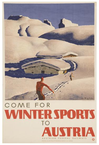 Appraisal: WALDE A WINTER SPORTS AUSTRIA Offset lithograph in colors c