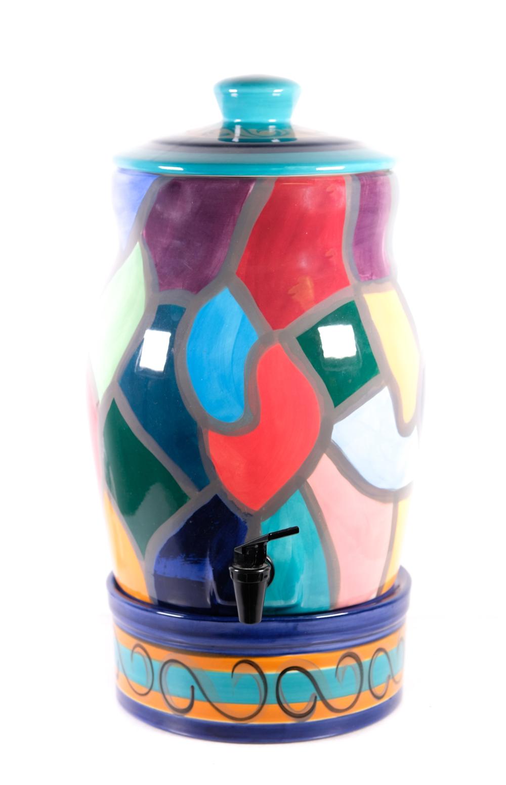 Appraisal: Shannon Norton studio pottery beverage dispenser in the Stained Glass