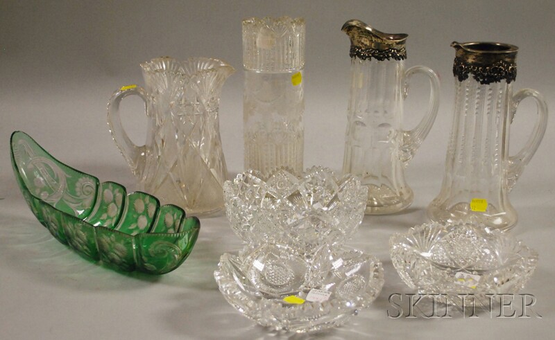 Appraisal: Eight Assorted Cut Art Glass Table Items three bowls two