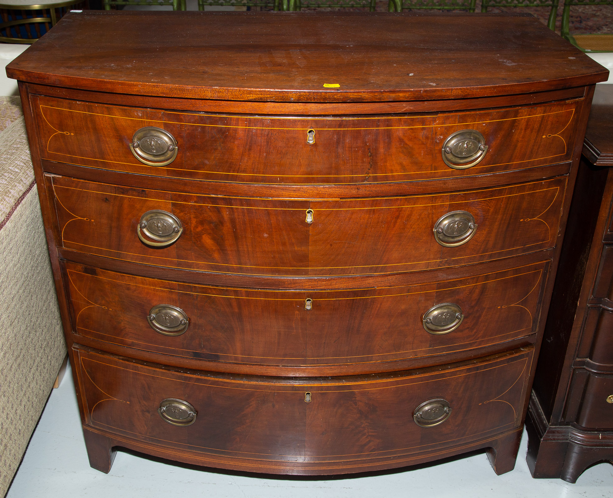 Appraisal: AMERICAN HEPPLEWHITE STYLE BOWFRONT CHEST OF DRAW Probably Baltimore early