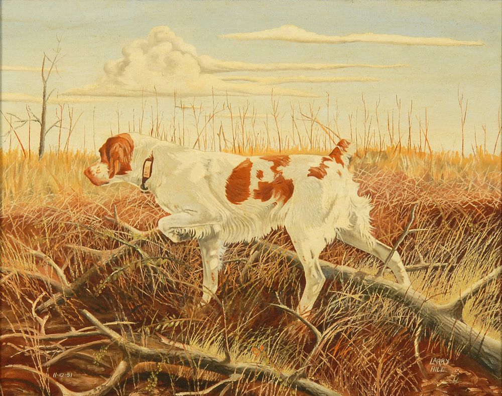 Appraisal: LARRY HILLAmerican th CenturyBelloaks Mike depicting a springer spaniel pointing