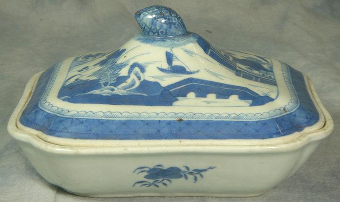 Appraisal: Canton Chinese Export porcelain square covered dish x Estimate -