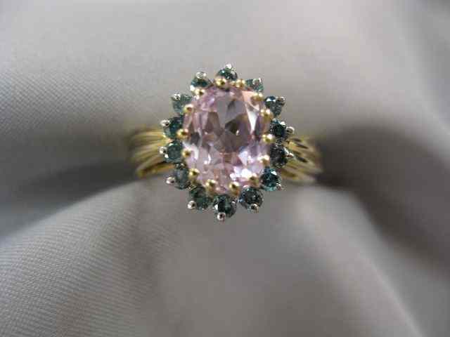 Appraisal: Pink Sapphire Blue Diamond Ring oval carat gem surrounded by