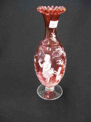 Appraisal: Mary Gregory Art Glass Vase scene of mother daughter picking