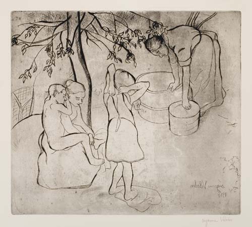 Appraisal: SUZANNE VALADON La Toilette des Enfants dans e Jardin Drypoint