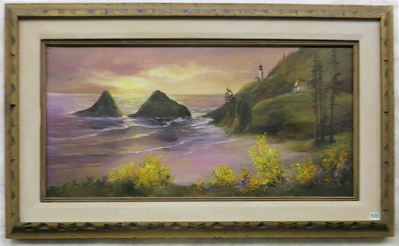 Appraisal: OIL ON CANVAS HECETA HEAD LIGHTHOUSE Oregon Image measures x