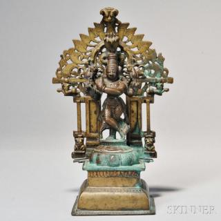 Appraisal: Bronze Figural Krishna Shrine Southeast Asia the deity depicted playing