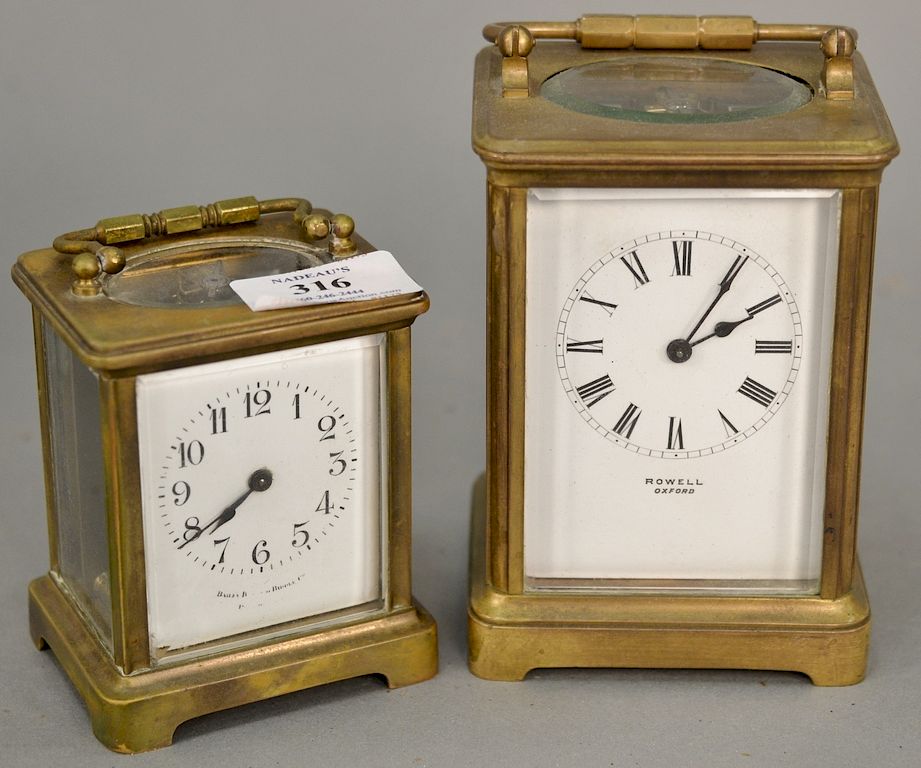 Appraisal: Two carriage clocks Rowell oxford and Bailey Banks Biddle both