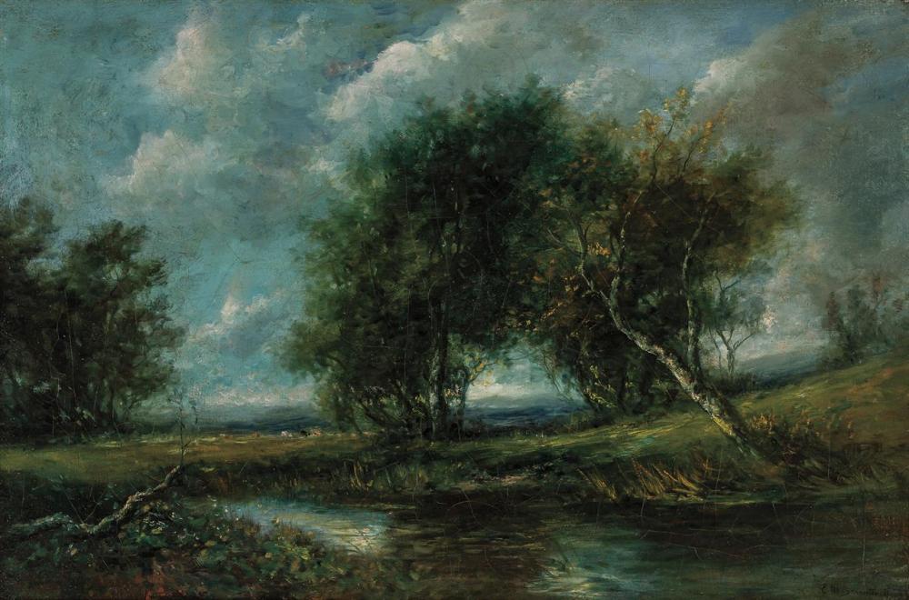 Appraisal: EDWARD BANNISTER American - Landscape with Trees oil on canvas