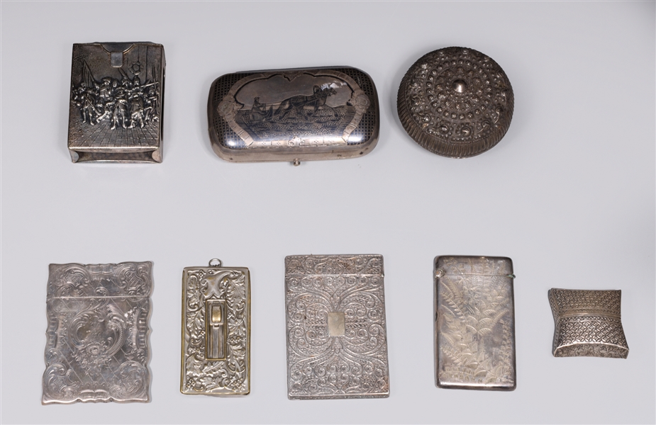 Appraisal: Eight assorted antique European th century silver metal objects including