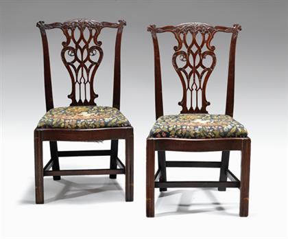 Appraisal: Pair of Chippendale mahogany side chairs possibly new york circa