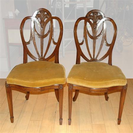 Appraisal: Pair of George III Style Walnut and Caned Side Chairs