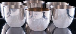 Appraisal: Sterling Pewter Jefferson Cups Six Includes two Stieff sterling silver