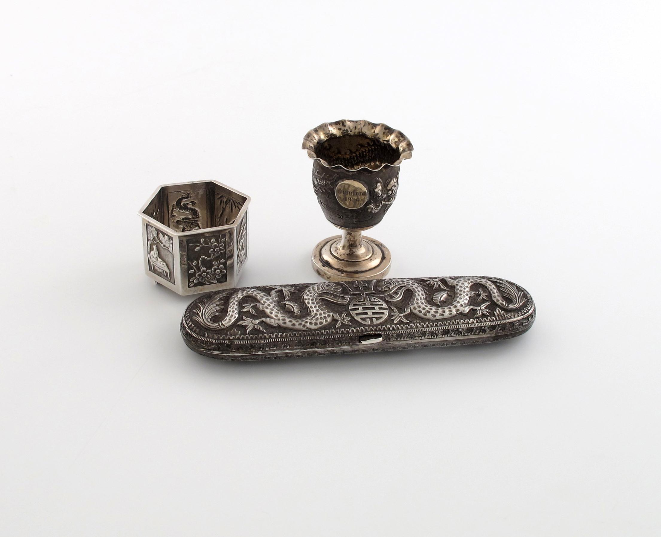 Appraisal: A small collection of three items of Chinese silver