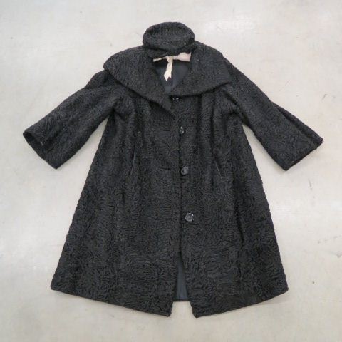 Appraisal: Black Lambs' Wool Coat Hat Annemarie Claus Wiesbaden