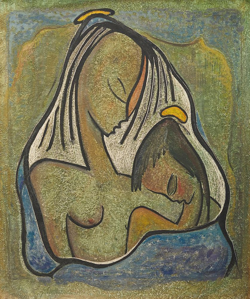 Appraisal: ANGEL BOTELLO Puerto Rican - Mother and Child oil on