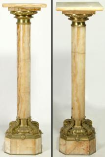 Appraisal: PAIR TH C ITALIAN BAROCOCO BRONZE MOUNTED PEDESTALS With square