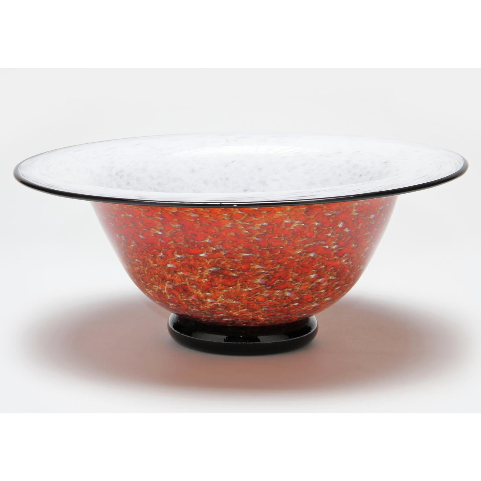 Appraisal: Brian Becher Art Glass Pedestal Bowl contemporary flared black rim