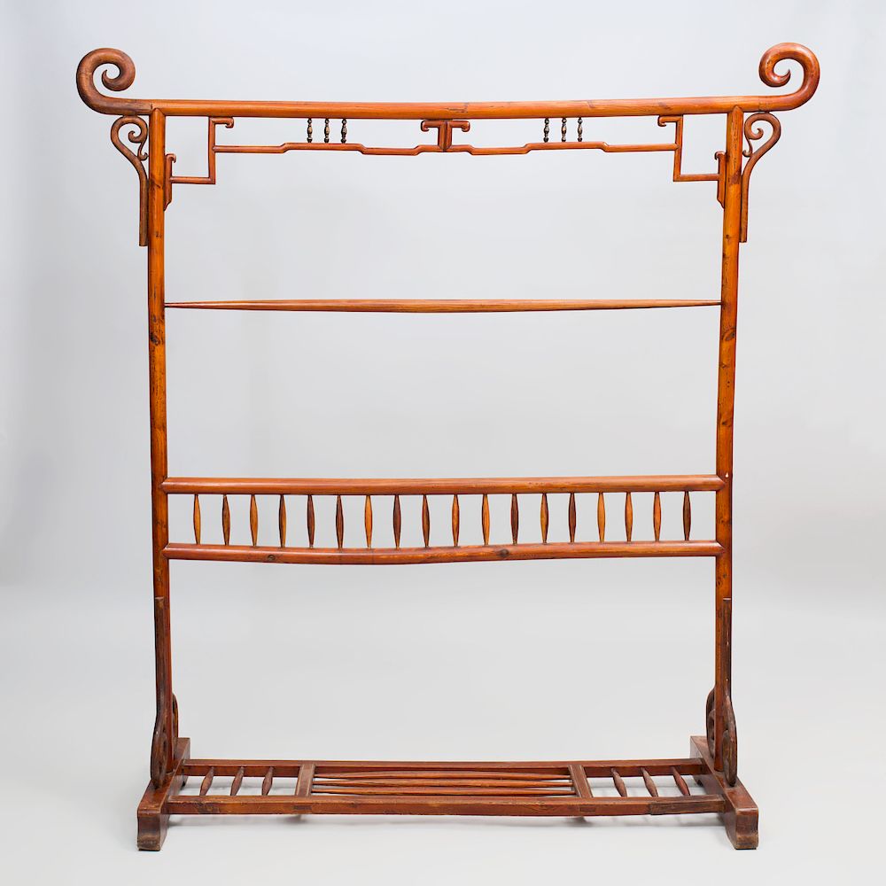 Appraisal: Chinese Carved Hardwood Kimono Stand ft in x ft in