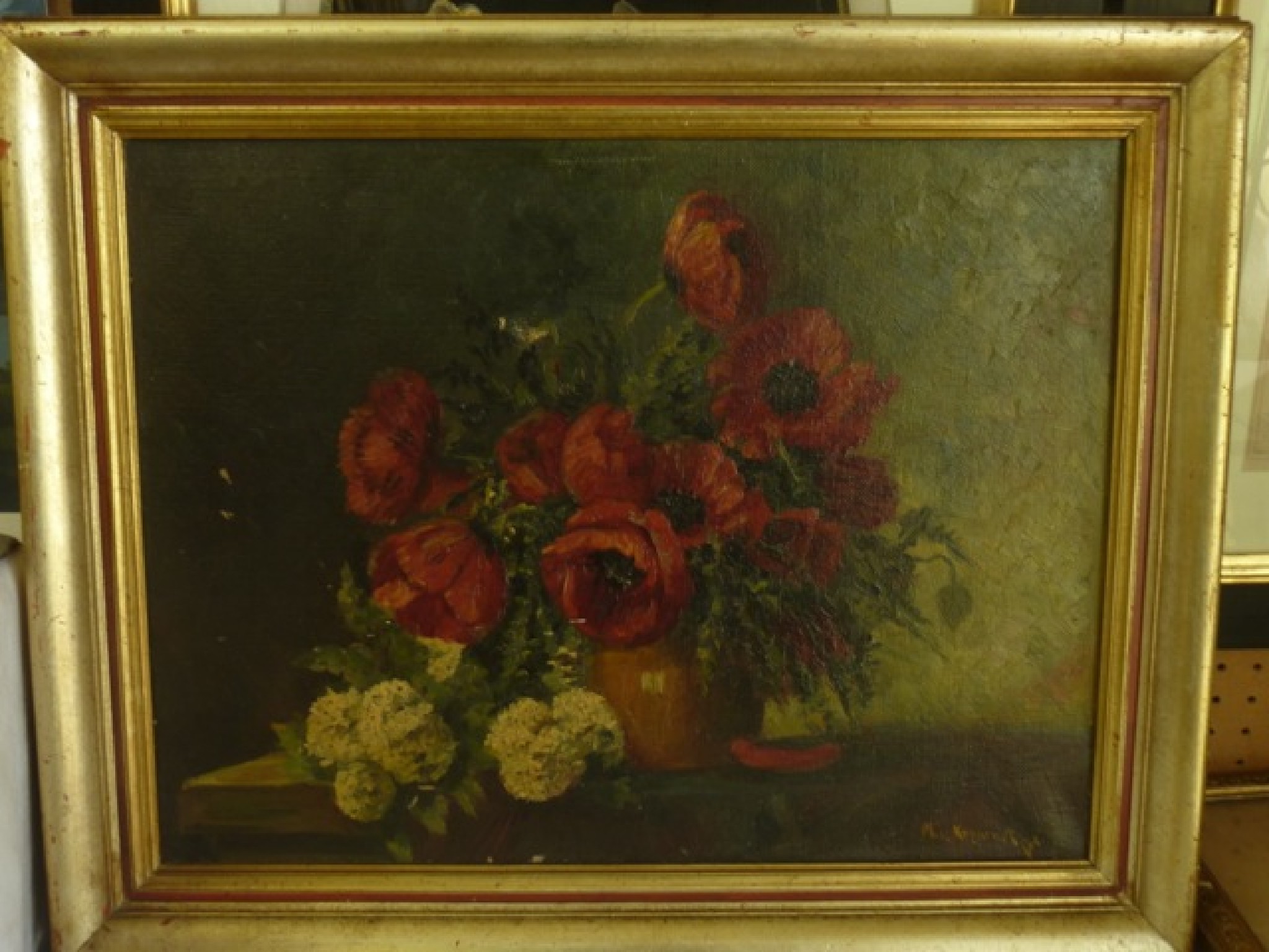 Appraisal: A th century oil painting on canvas still life with